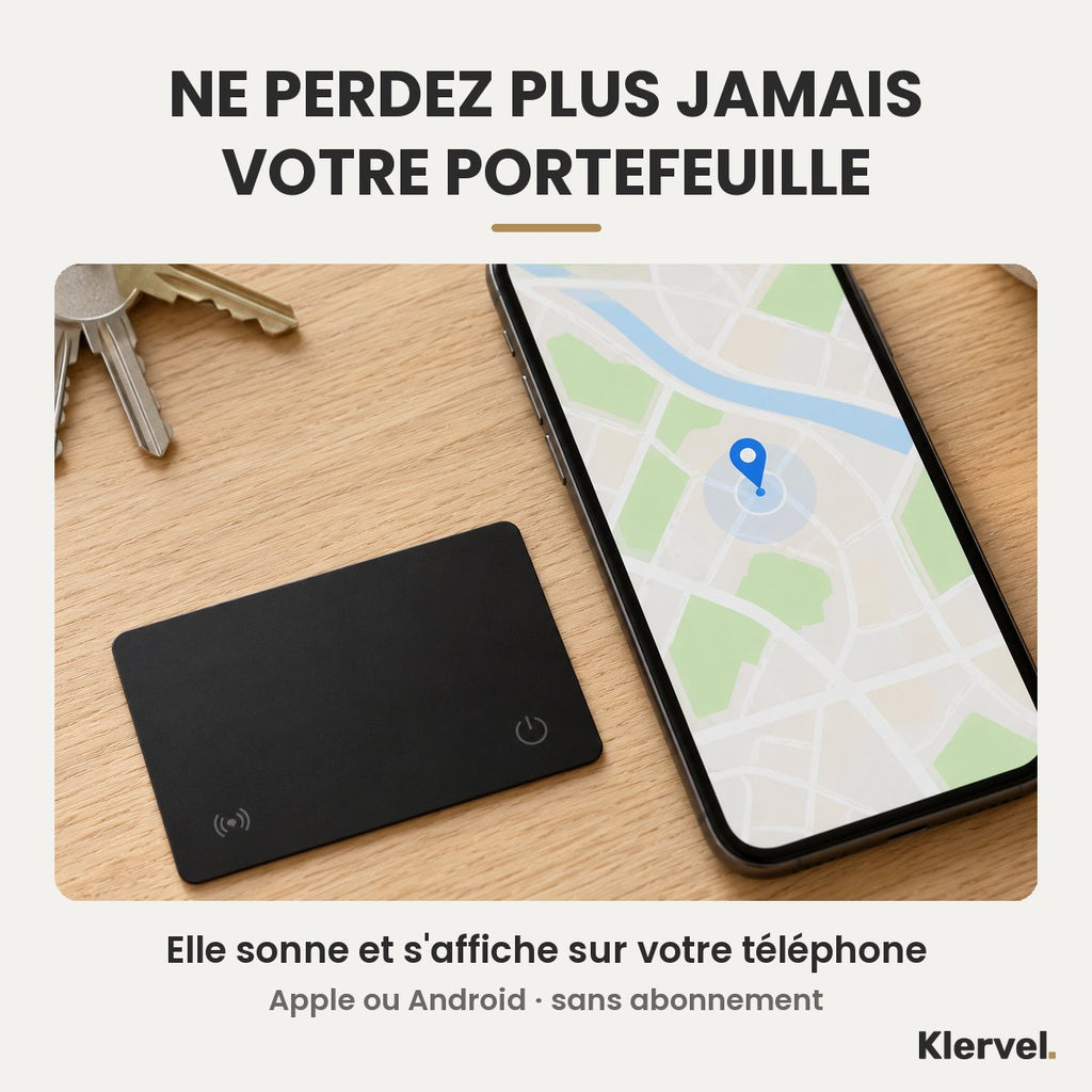 Ne perdez plus jamais votre portefeuille : la carte de localisation Klervel et sa position sur un téléphone