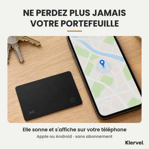 Ne perdez plus jamais votre portefeuille : la carte de localisation Klervel et sa position sur un téléphone
