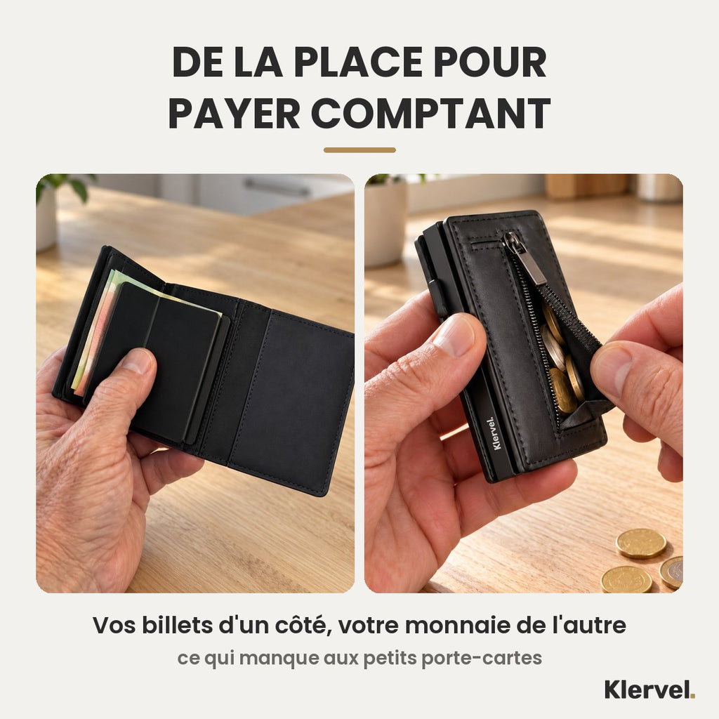 Le compartiment à billets et la poche à monnaie du Klervel Apollon