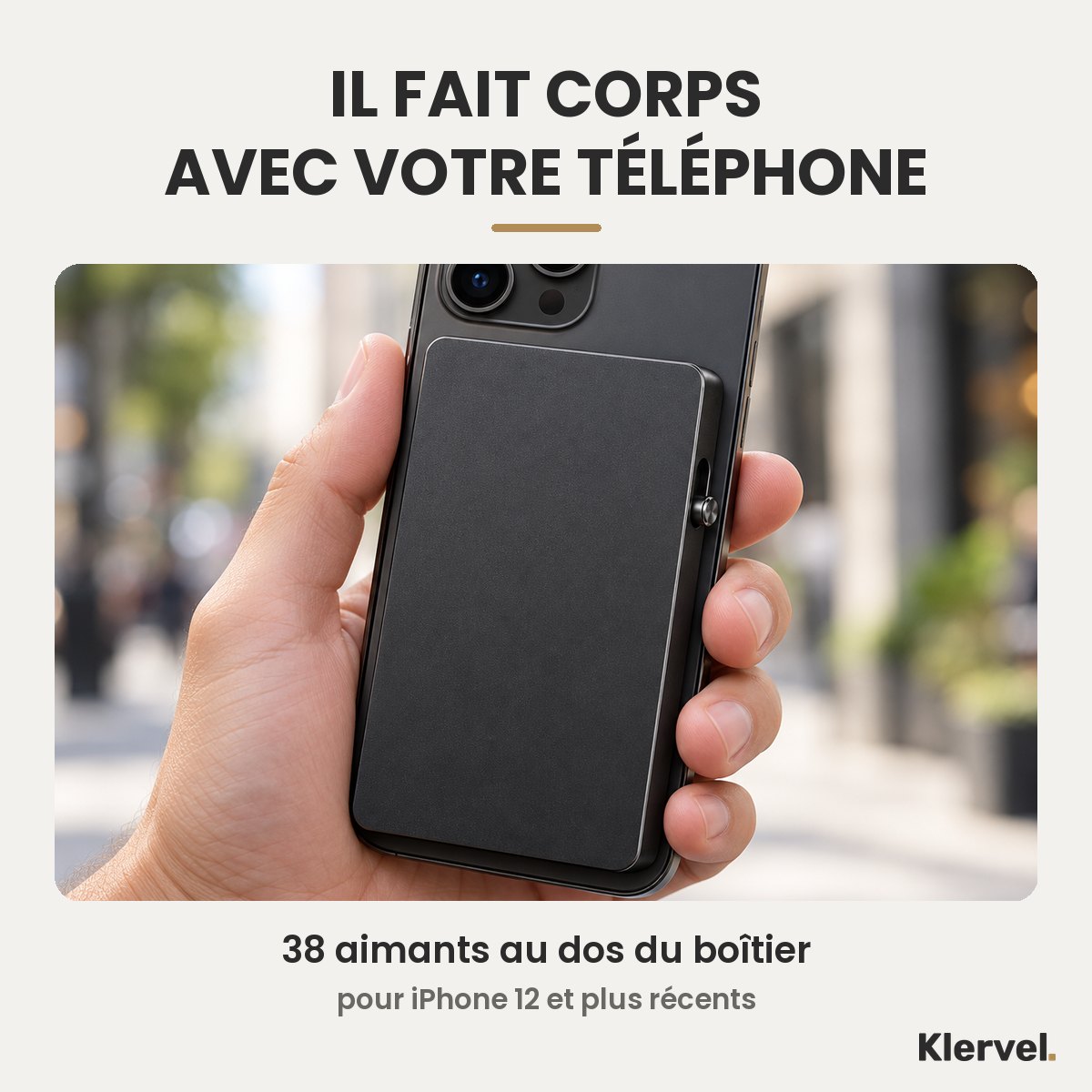 Le Klervel Mercure aimanté au dos d'un téléphone