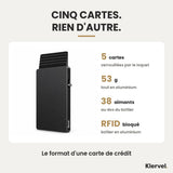 Klervel Mercure : 5 cartes, 53 g, 38 aimants, blocage RFID