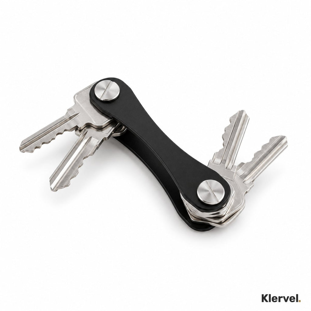 Porte-clés Klervel noir, clés dépliées
