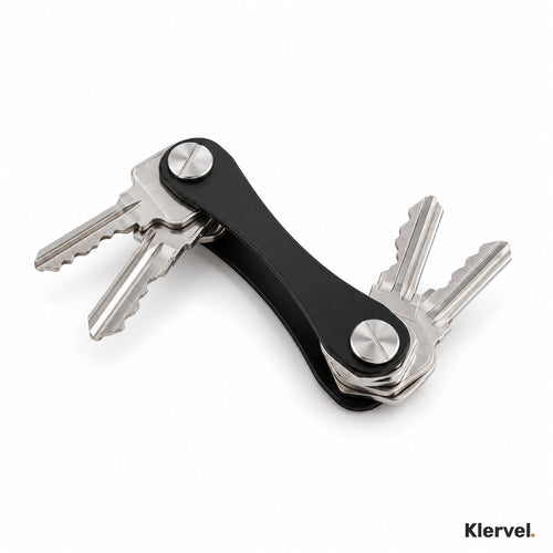 Porte-clés Klervel noir, clés dépliées